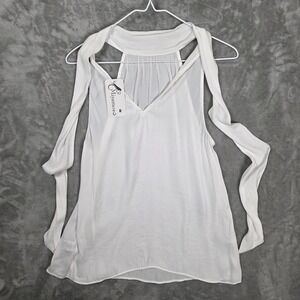 Naked Zebra Sleeveless Tie-Neck Blouse White Women's Size S Brand New